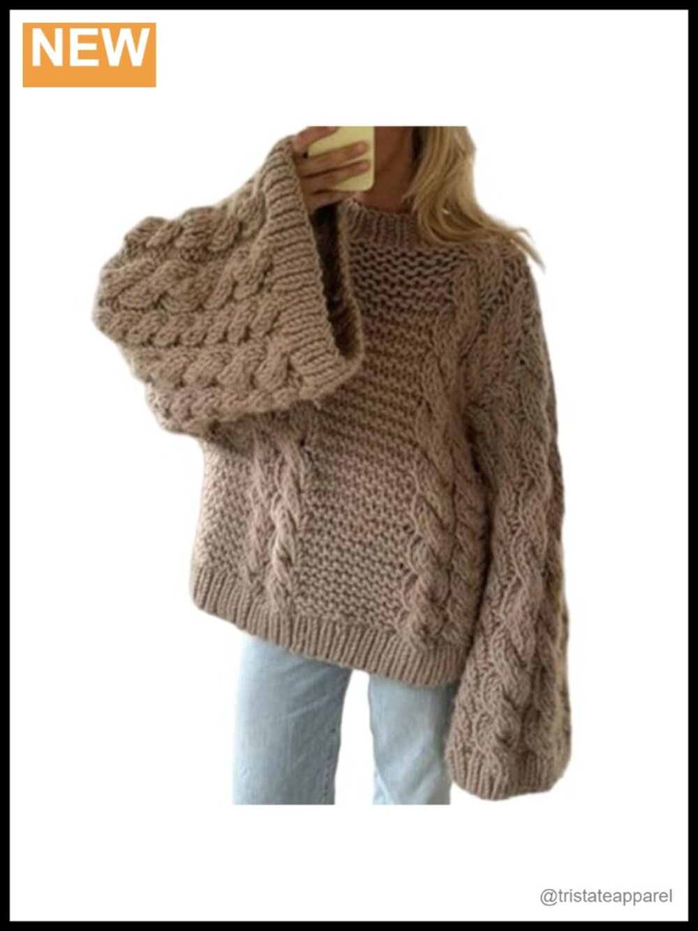 Oversized Chunky Cable Knit Pullover Sweater